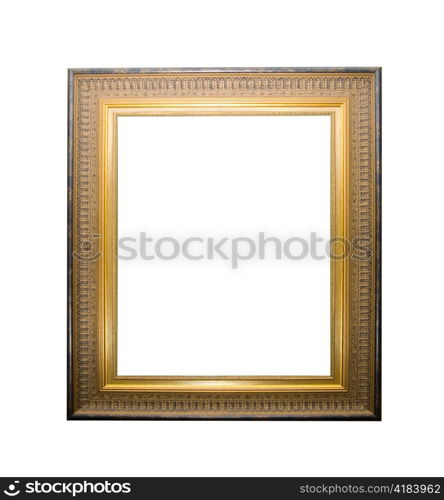 golden picture frame isolated on a white background