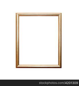 golden picture frame isolated on a white background