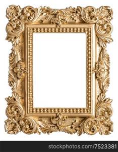 Golden picture frame. Vintage baroque style object