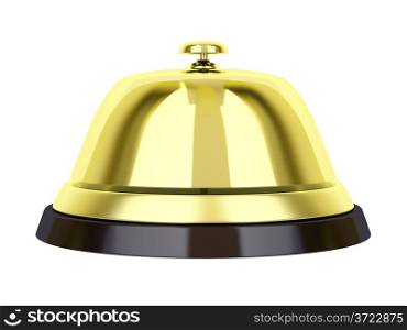 Golden reception bell isolated on white background