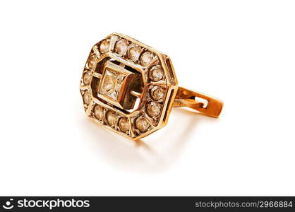 Golden ring isolated on the white background