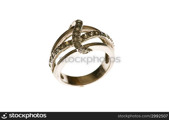 Golden ring isolated on the white background