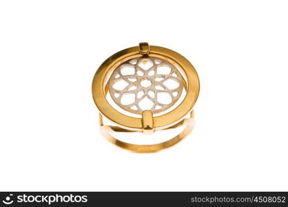 Golden ring isolated on the white background