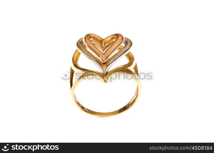 Golden ring isolated on the white background