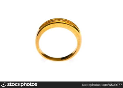 Golden ring isolated on the white background