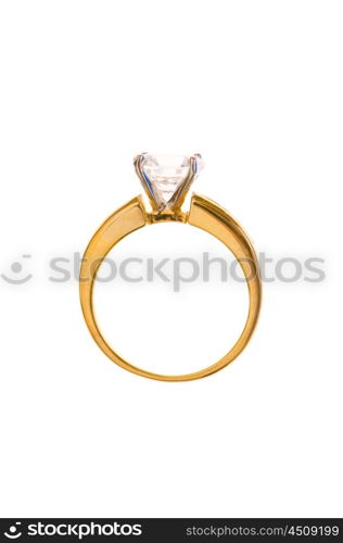 Golden ring isolated on the white background