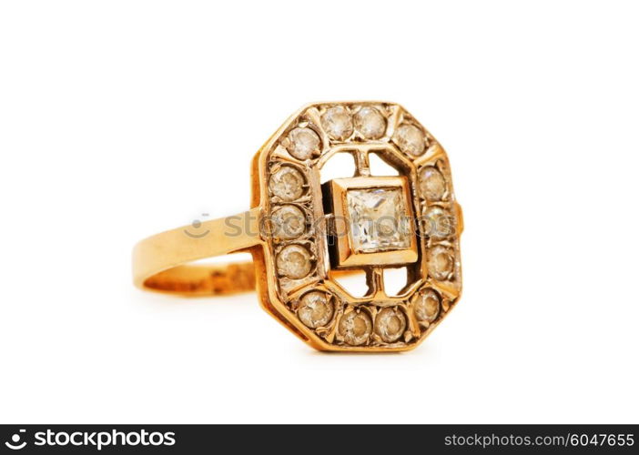 Golden ring isolated on the white background