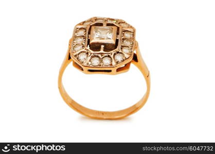 Golden ring isolated on the white background