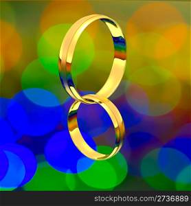 Golden ring on the blurry background