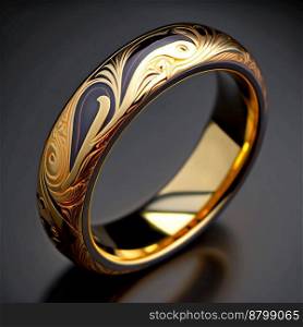 Golden ring with Elegant design 3d illustrated