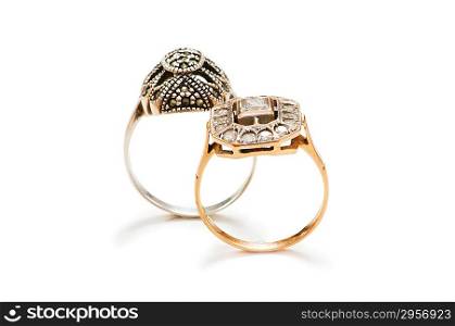 Golden rings isolated on the white background
