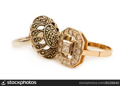 Golden rings isolated on the white background