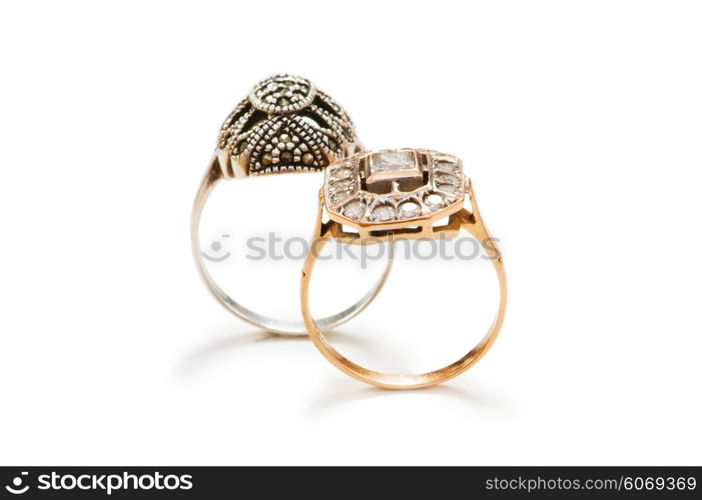 Golden rings isolated on the white background