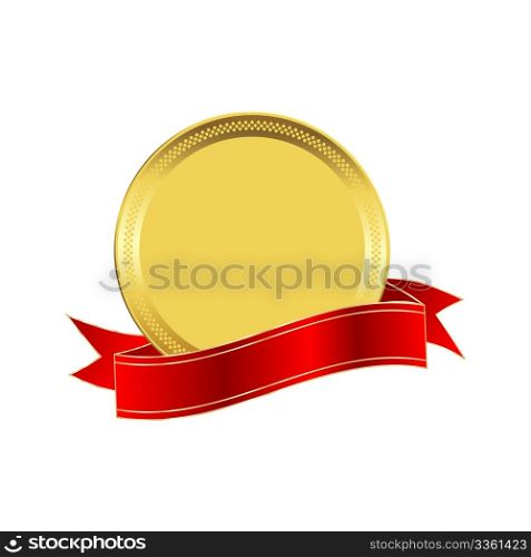 Golden seal with a red ribbon