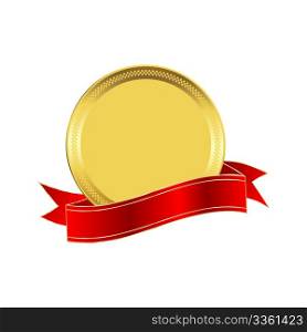 Golden seal with a red ribbon