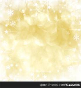 Golden shiny stars and snowflakes christmas background