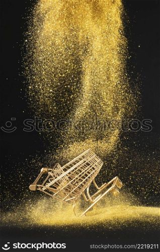 golden shopping cart golden glitter