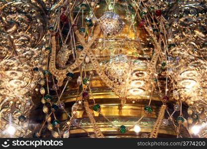 Golden shrine in temple in Mihintale, Sri Lanka