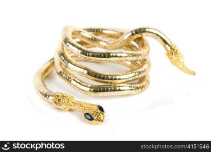 golden snake bracelet isolated on white background