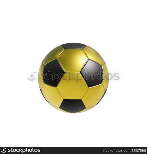 Golden soccer ball on white background. 3D rendering