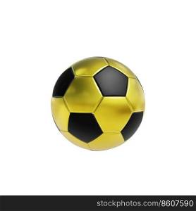 Golden soccer ball on white background. 3D rendering
