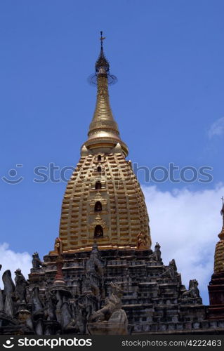 Golden spire of temple Ananda in Bagan, Myanmar