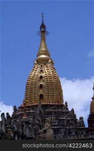 Golden spire of temple Ananda in Bagan, Myanmar
