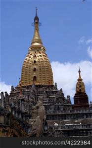 Golden spires of Ananda temple in Bagan, Myanmar