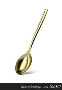 Golden spoon isolated on white background