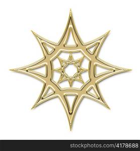 golden star illustration isolated on white background