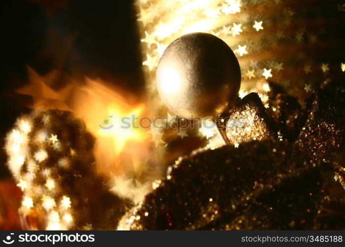 golden stars holiday background macro close up