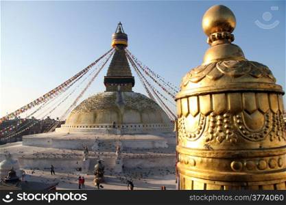 Golden stupa and Bodnath in Kathmandu, Nepal