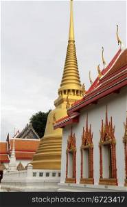 Golden stupa and temple in Wat Senassanaram, Ayutthaya, Thailand