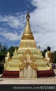Golden stupa in central paya, Moniwa, Myanmar