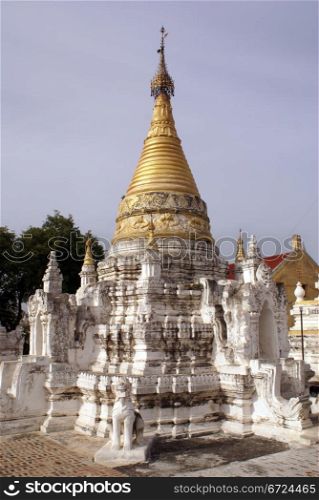 Golden stupa in Maha Aungmye Bonzan monastery in Inwa, Mandalay, Myanmar
