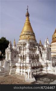 Golden stupa in Maha Aungmye Bonzan monastery in INwa, Mandalay, Myanmar