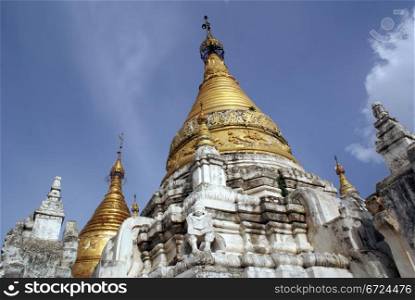 Golden stupa in Maha Aungmye Bonzan monastery in Inwa, Mandalay, Myanmar