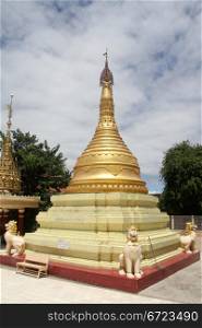 Golden stupa in main paya, Moniwa, Myanmar
