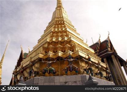 Golden stupa in Wat Phra Keo, Bangkok, Thailand