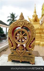 Golden stupa on the sea shore in Ko Samui, south Thailand