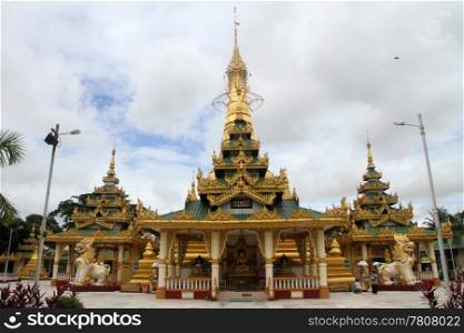 Golden stupa with temple in Yangon, Myanmar