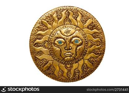 golden sun handcraft from Mediterranean isolated on white background