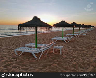 Golden sunset on the beach in Portugal