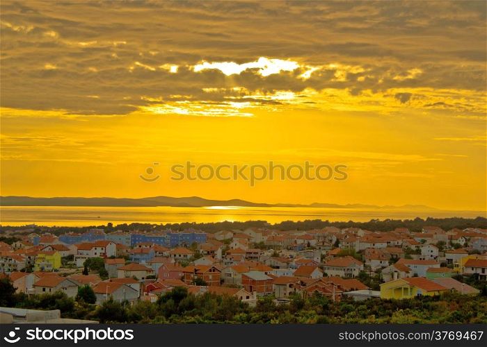 Golden sunset over town of Zadar, Dalmatia, Croatia