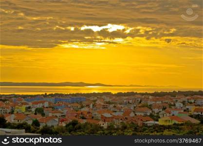 Golden sunset over town of Zadar, Dalmatia, Croatia