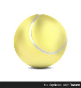 Golden tennis ball on white background