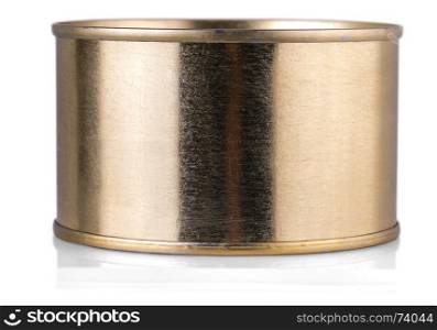golden tin can on isolated white background