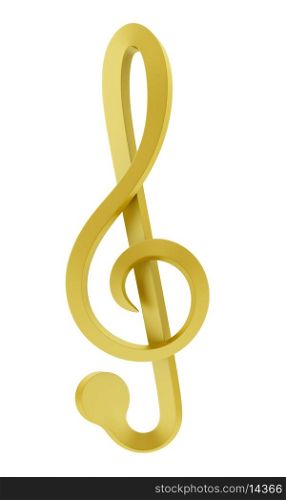 golden treble clef isolated on white background