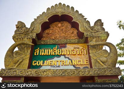 Golden triangle arch at north of thailand.