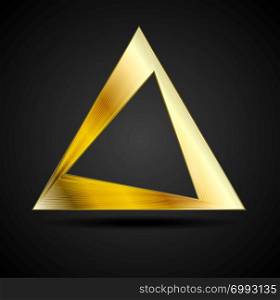 Golden triangle logo element on black background